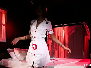 Creepy-Sexy nurse skin Diamond dances and teases